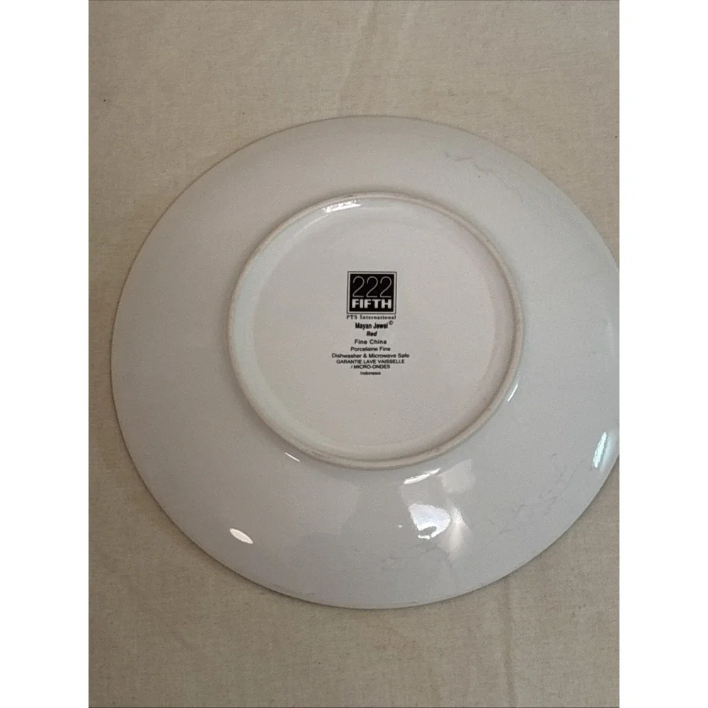 222 Fifth Mayan Jewel Red Fine China Small Salad Dessert Plates Set of 2 6.25